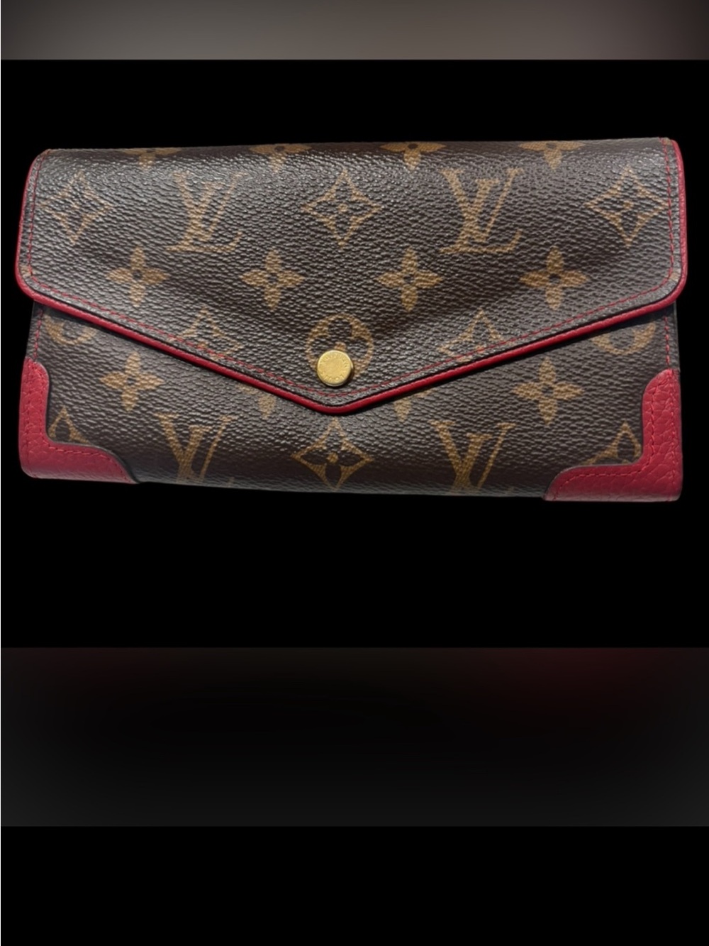 Louis Vuitton Monogram Wallet with Red Trim and Gold Hardware